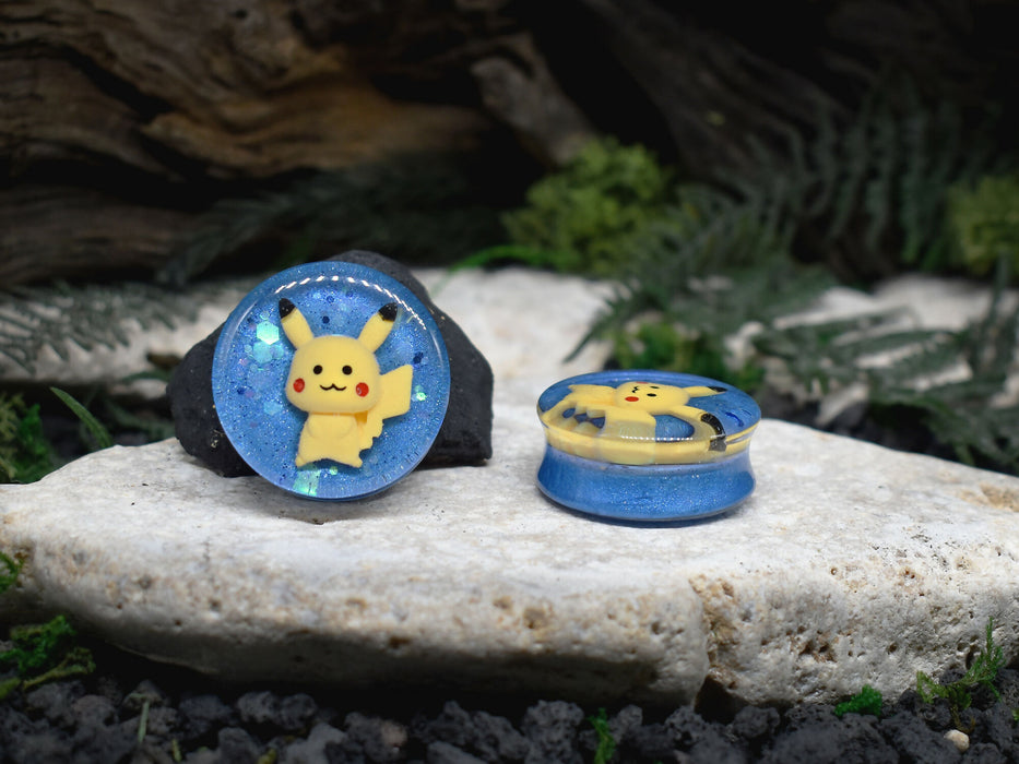 Ear Tunnels 28-34mm Pikachu | Pair | Ear Plugs | Gauge Earrings | Gauged Plugs | Resin #111