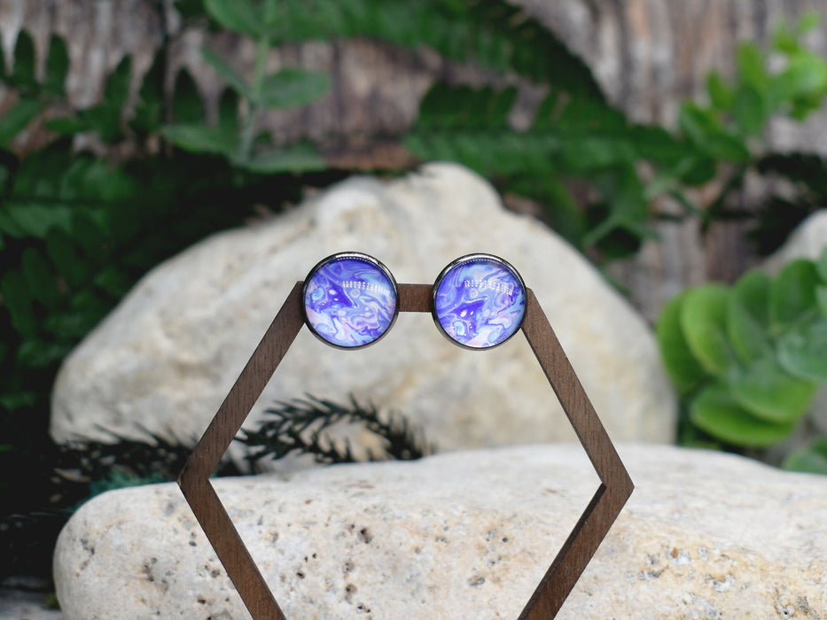 Stud Earrings With Resin Cabochon #351