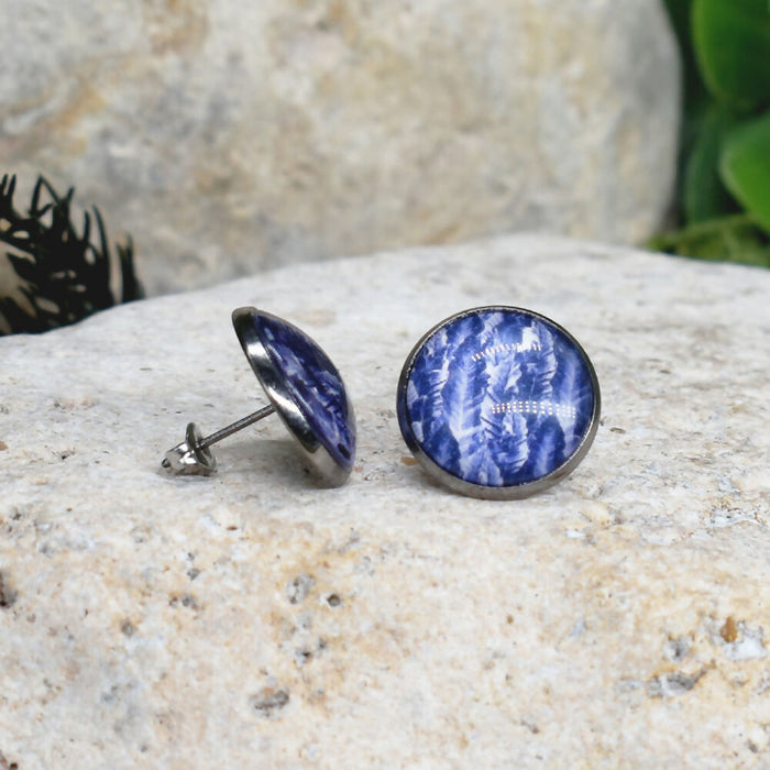 Stud Earrings With Resin Cabochon #403