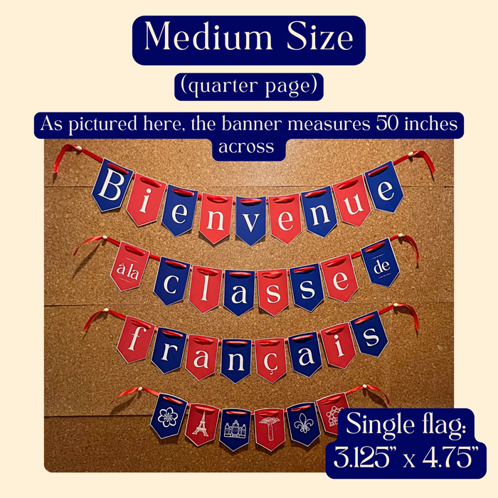 Printable Banner: "Bienvenue à la classe de français" ~ Welcome to French Class ~ Door Display, Decoration, Bulletin Board