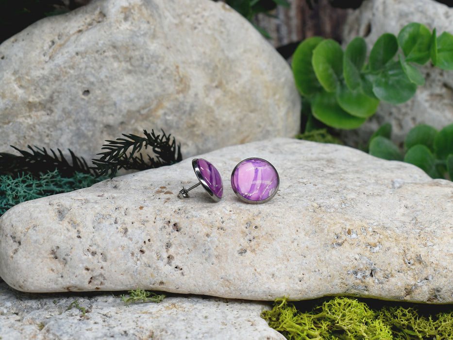 Stud Earrings With Resin Cabochon #353