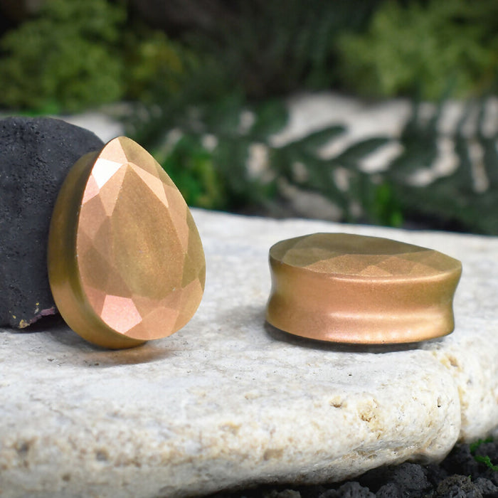 Faceted Teardrop Ear Tunnels 10-25mm | Pair | Ear Plugs | Gauge Earrings | Gauged Plugs | Resin #248