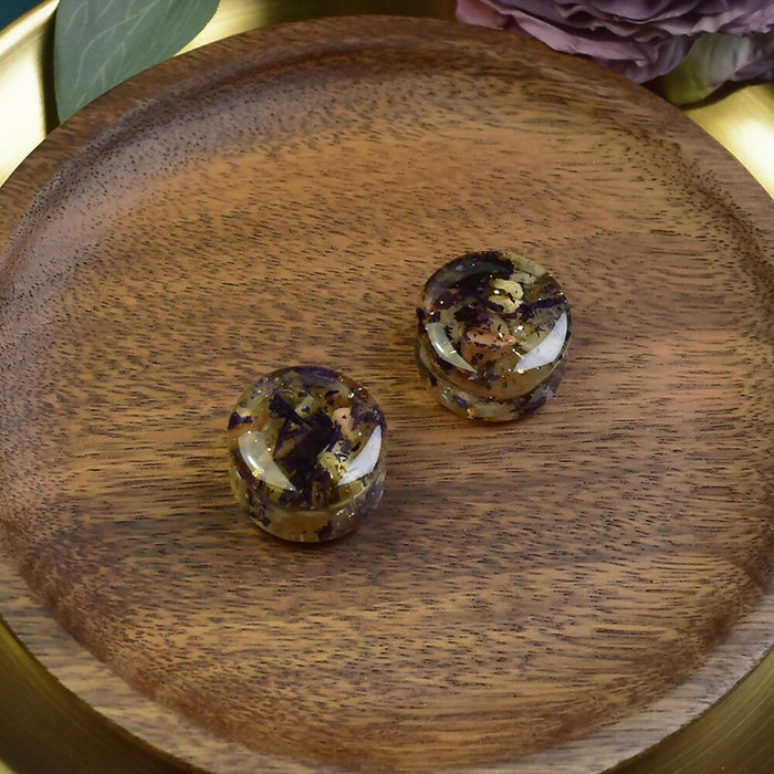 Ear Plugs 24mm Stone, Flowers | Pair | Ear Plugs | Gauge Earrings | Gauged Plugs | Resin #519