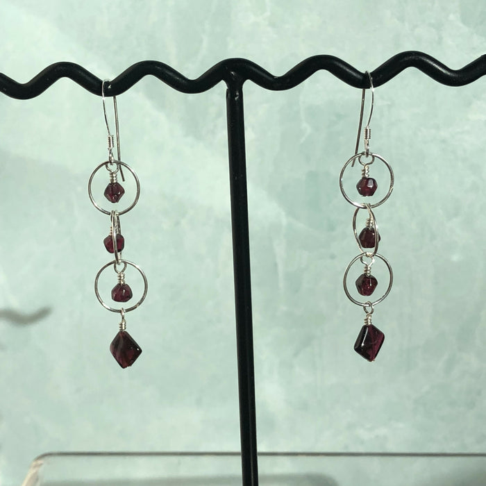 Garnet and Sterling Silver Earrings