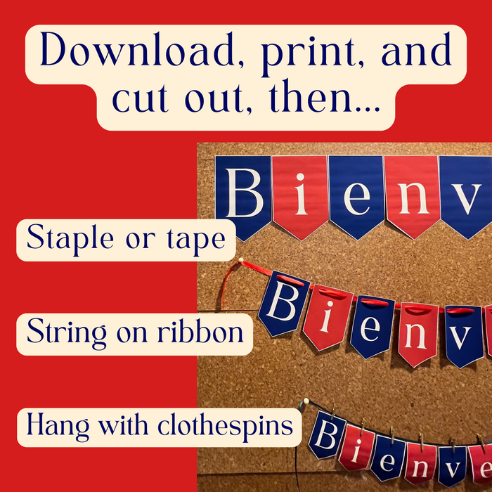 Printable Banner: "Bienvenue à la classe de français" ~ Welcome to French Class ~ Door Display, Decoration, Bulletin Board