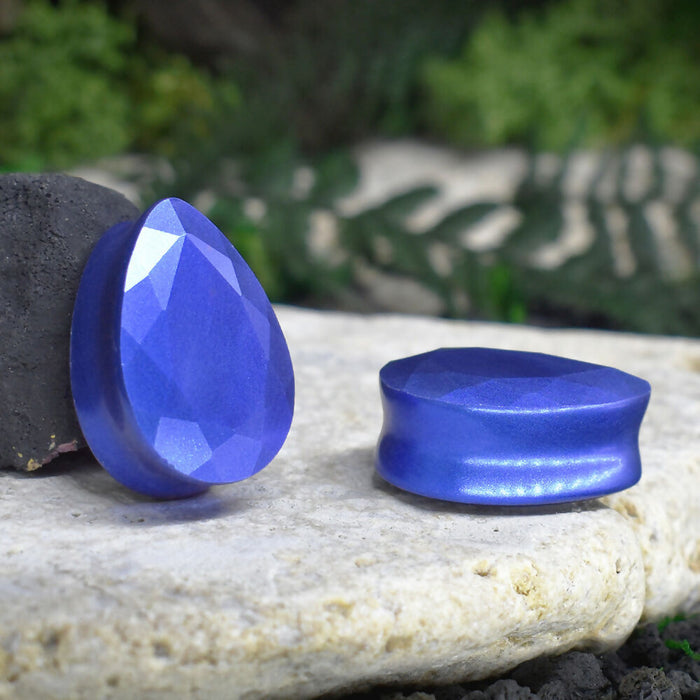 Faceted Teardrop Ear Tunnels 10-25mm | Pair | Ear Plugs | Gauge Earrings | Gauged Plugs | Resin #241
