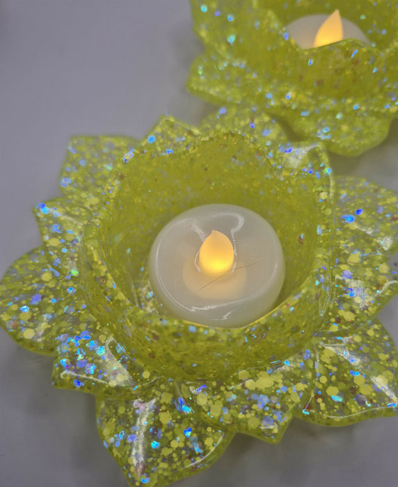 Yellow Lotus Tealight Candle Holder