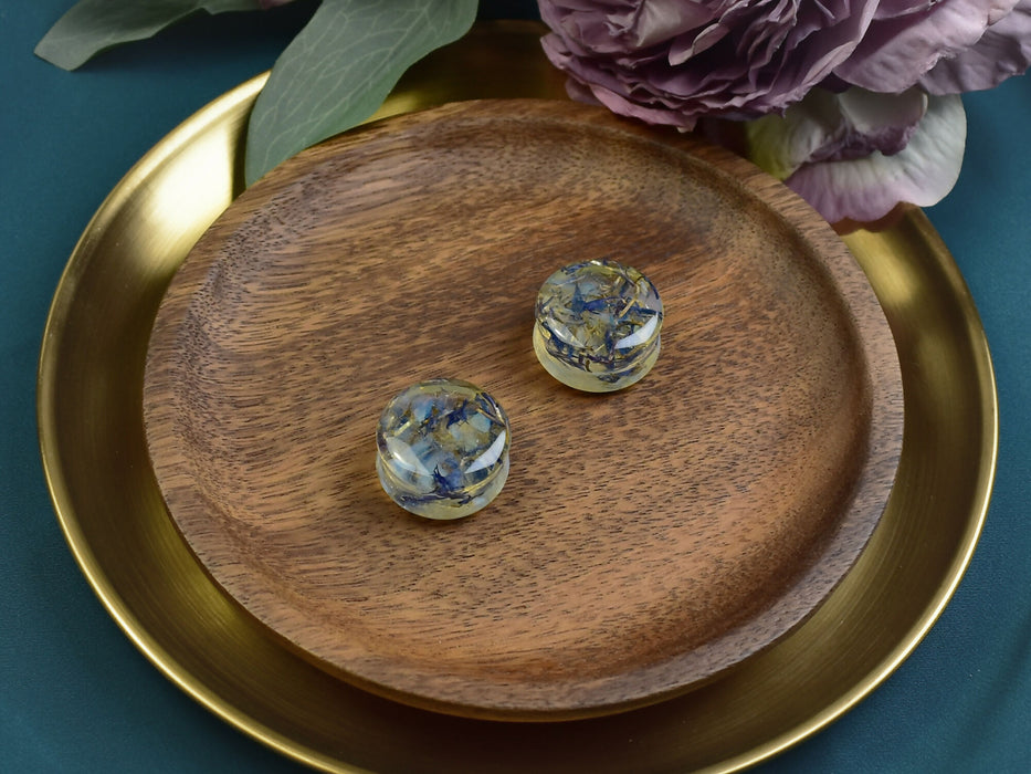 Ear Plugs 25mm Stone, Flowers | Pair | Ear Plugs | Gauge Earrings | Gauged Plugs | Resin #523