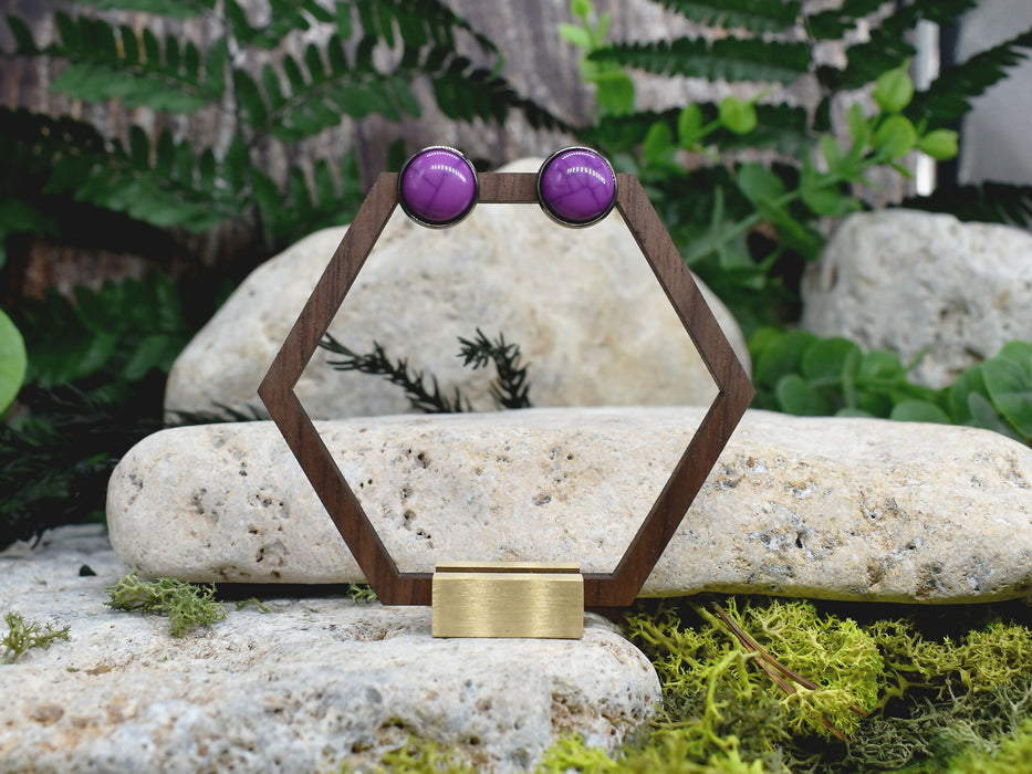 Elegant Stud Earrings With Resin Howlite Cabochon #160