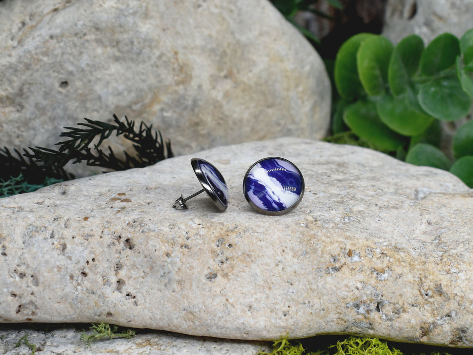 Stud Earrings With Resin Cabochon #407