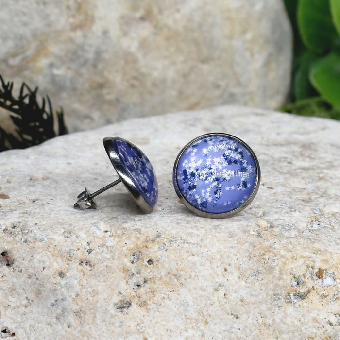Stud Earrings With Resin Cabochon #406