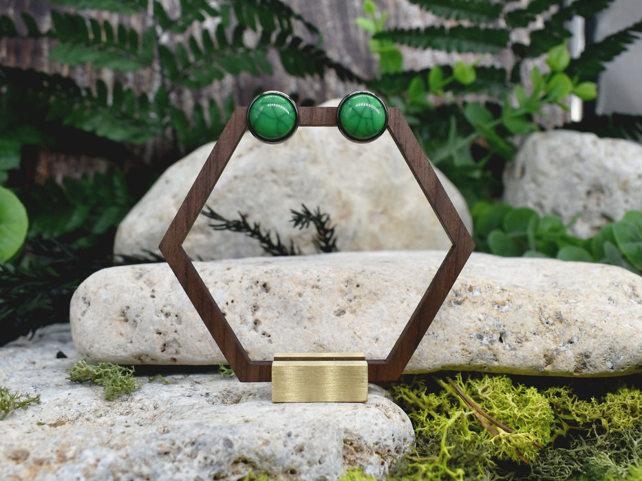 Elegant Stud Earrings With Resin Howlite Cabochon #151