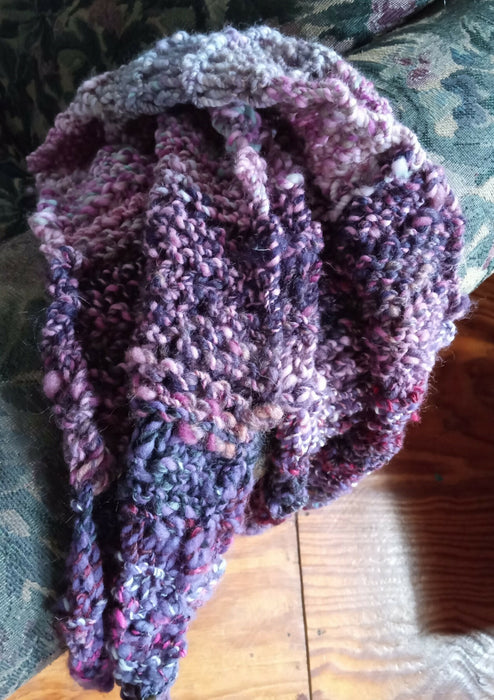 Handspun Wool Scarf in Purples