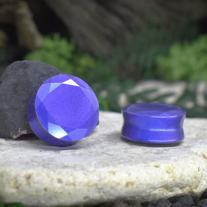 Faceted Ear Tunnels 10-25mm | Pair | Ear Plugs | Gauge Earrings | Gauged Plugs | Resin #194