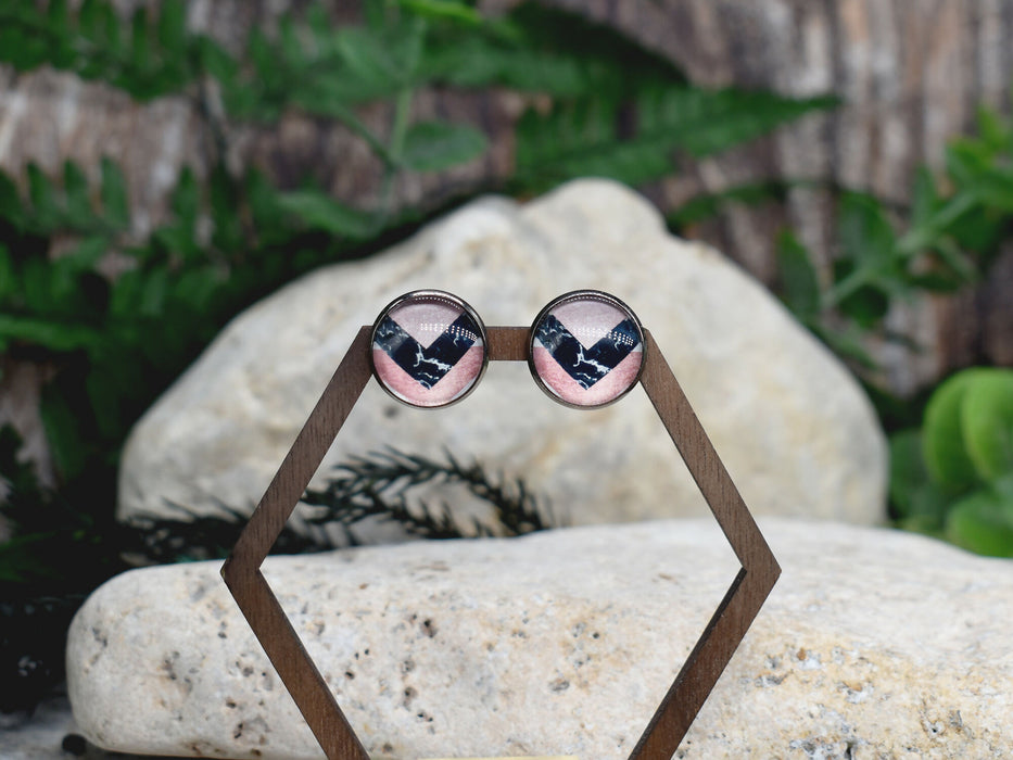 Stud Earrings With Resin Cabochon #362