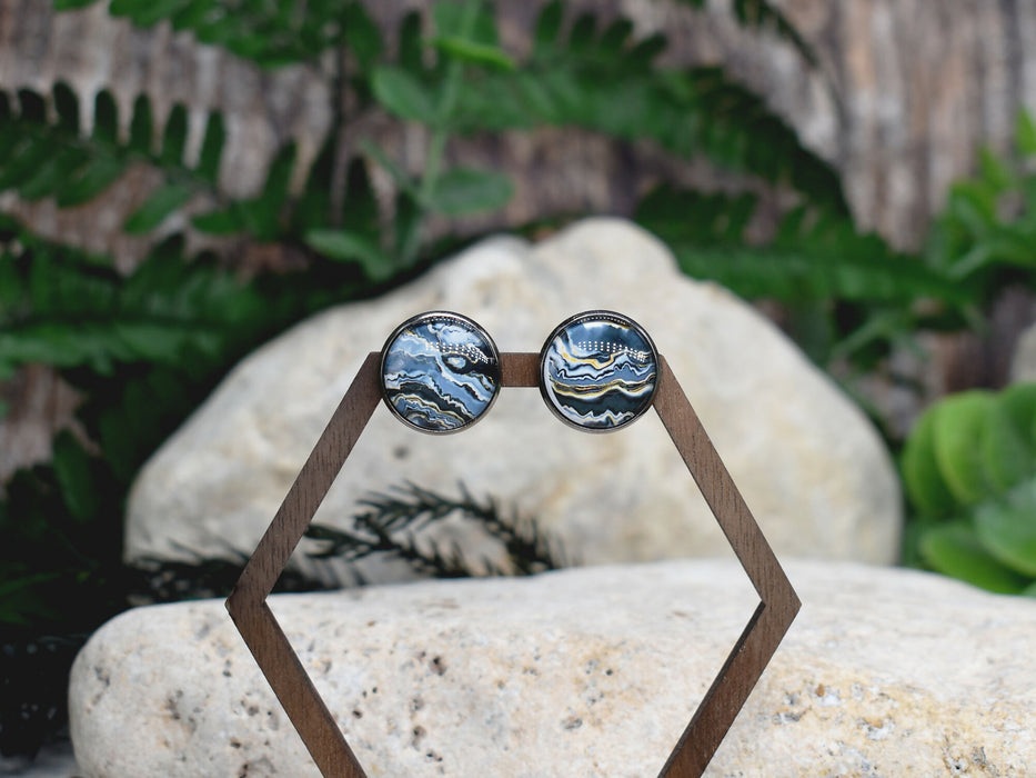 Stud Earrings With Resin Cabochon #397