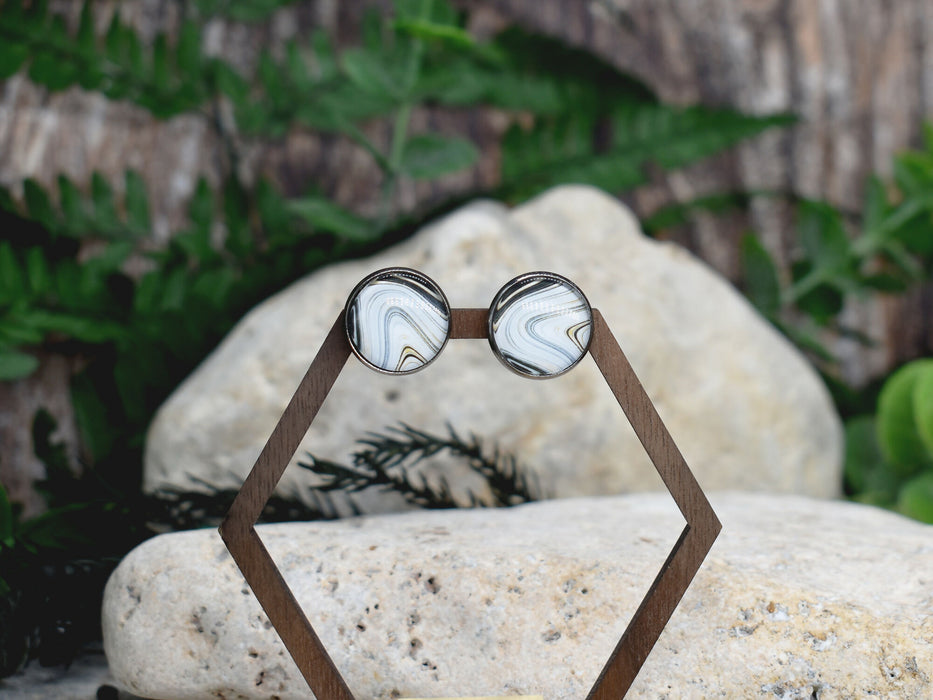 Stud Earrings With Resin Cabochon #385