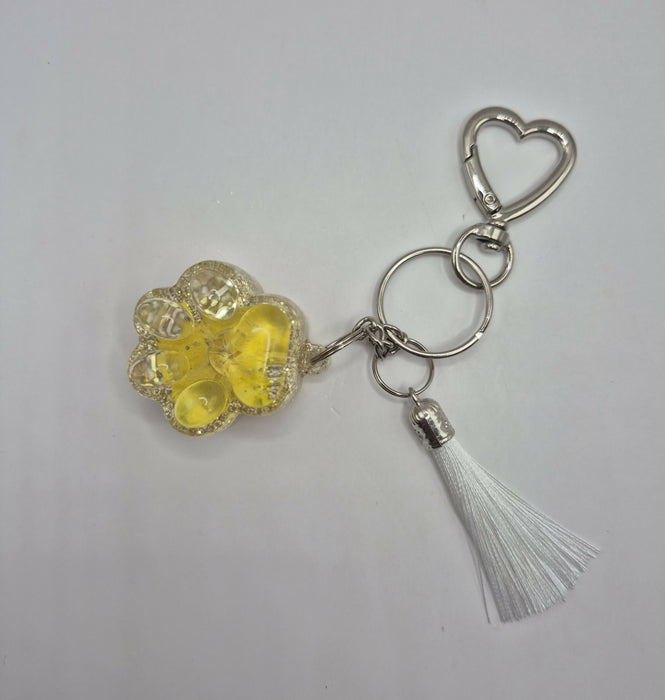 Yellow Floral Paw Keychain