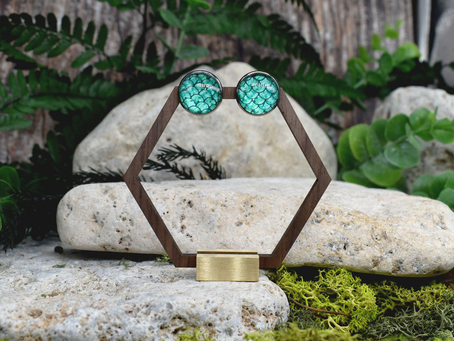 Stud Earrings With Resin Cabochon #447