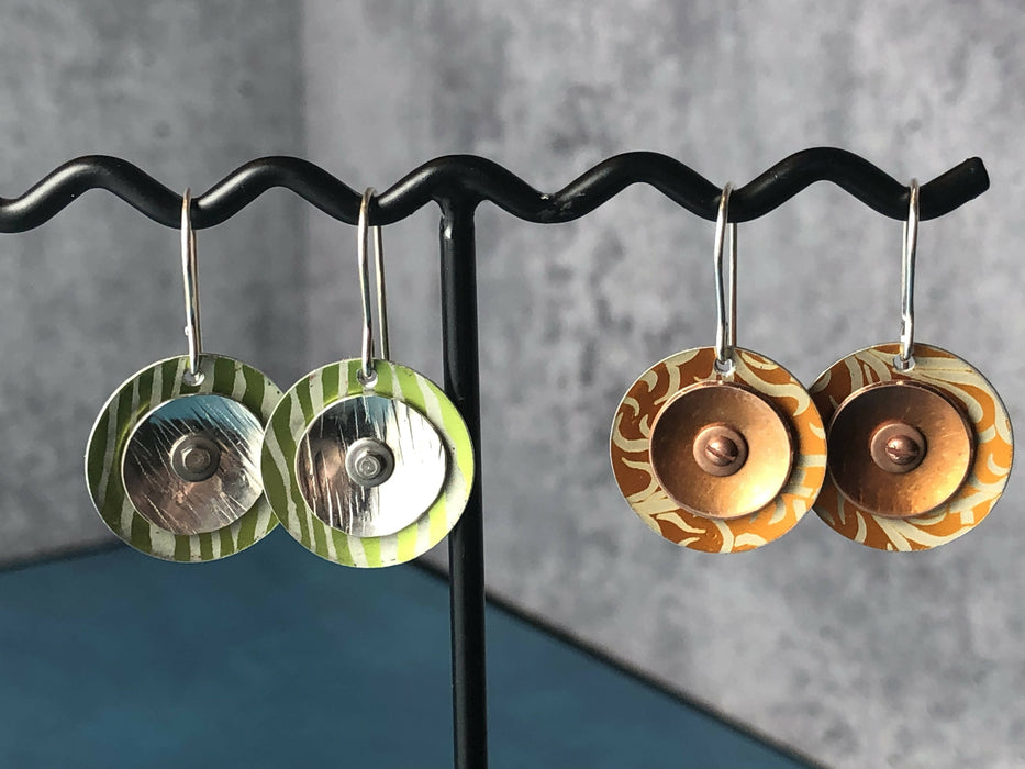 Mixed Metal Earrings Copper Aluminum Tiny Hardware