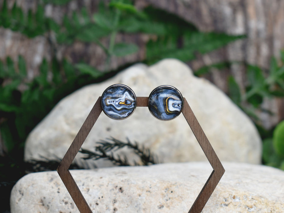 Stud Earrings With Resin Cabochon #396