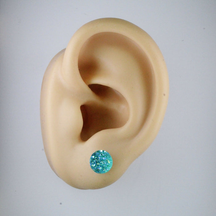 Magnetic_Clip_On_Invisible_Clipon_Stud_Pierced_Nonpierced_Earring_Earrings_Ear_FlatBack_Flat_Back_Turquoise_Irridescent_Druzy_Resin_8mm