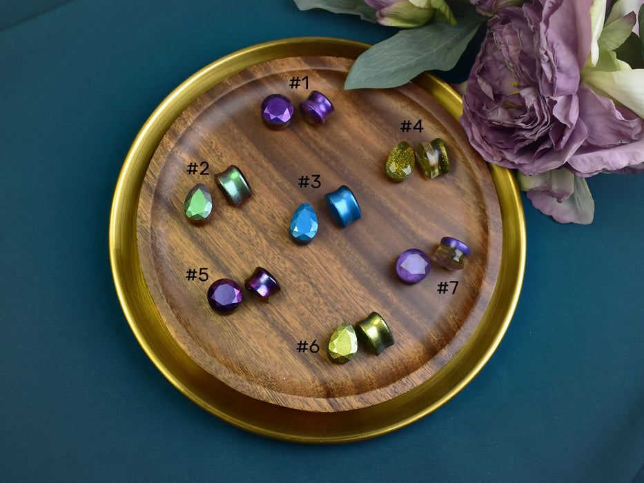 Faceted Ear Tunnels 16mm | Pair | Ear Plugs | Gauge Earrings | Gauged Plugs | Resin #400