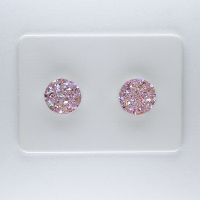Magnetic_Clip_On_Invisible_Clipon_Stud_Pierced_Nonpierced_Earring_Earrings_Ear_FlatBack_Flat_Back_Irridescent_Druzy_Resin_Pink_8mm_card