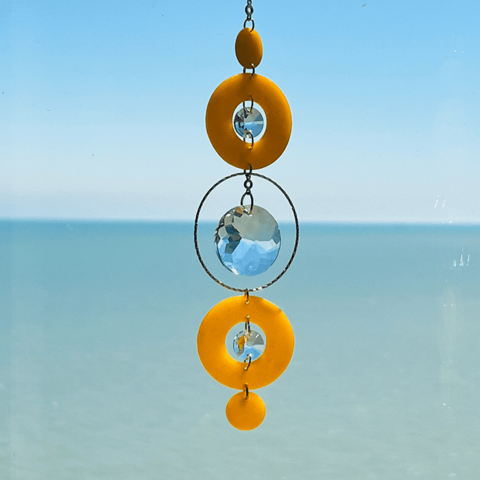 Color Burst Circle Suncatcher – Handmade Clay Decor