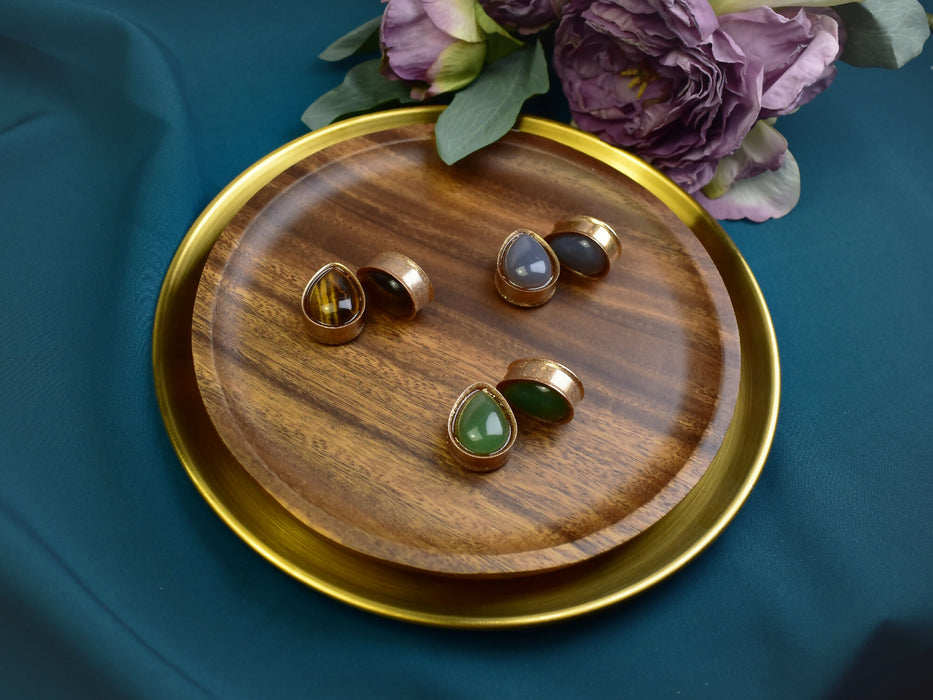 Ear Tunnels 25mm with Stones | Pair | Ear Plugs | Gauge Earrings | Gauged Plugs | Resin #337