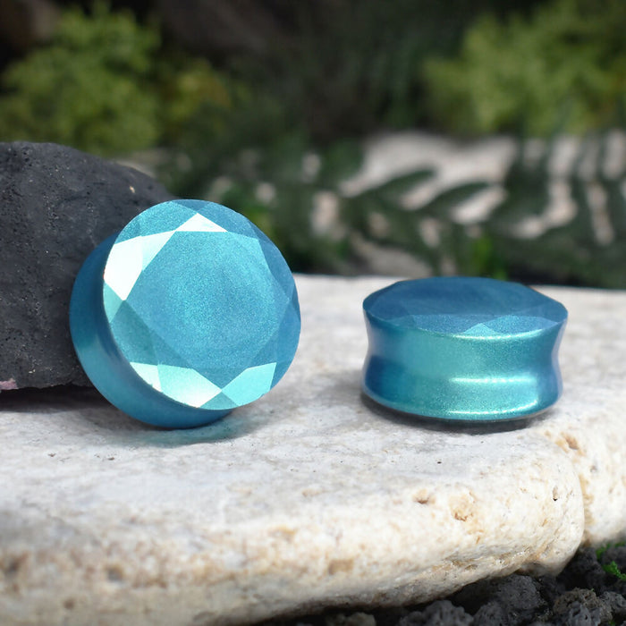 Faceted Ear Tunnels 10-25mm | Pair | Ear Plugs | Gauge Earrings | Gauged Plugs | Resin #214