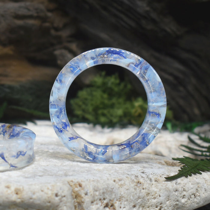 Thick-wall Ear Tunnels 54mm with Opal | Pair | Ear Plugs | Gauge Earrings | Gauged Plugs | Resin #34