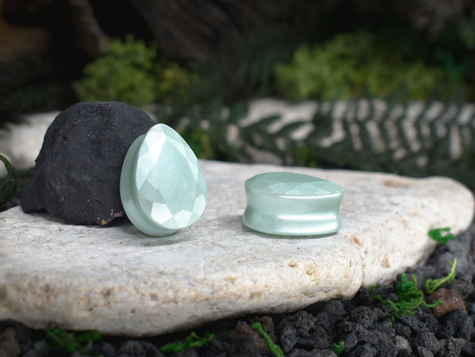 Faceted Teardrop Ear Tunnels 10-25mm | Pair | Ear Plugs | Gauge Earrings | Gauged Plugs | Resin #235