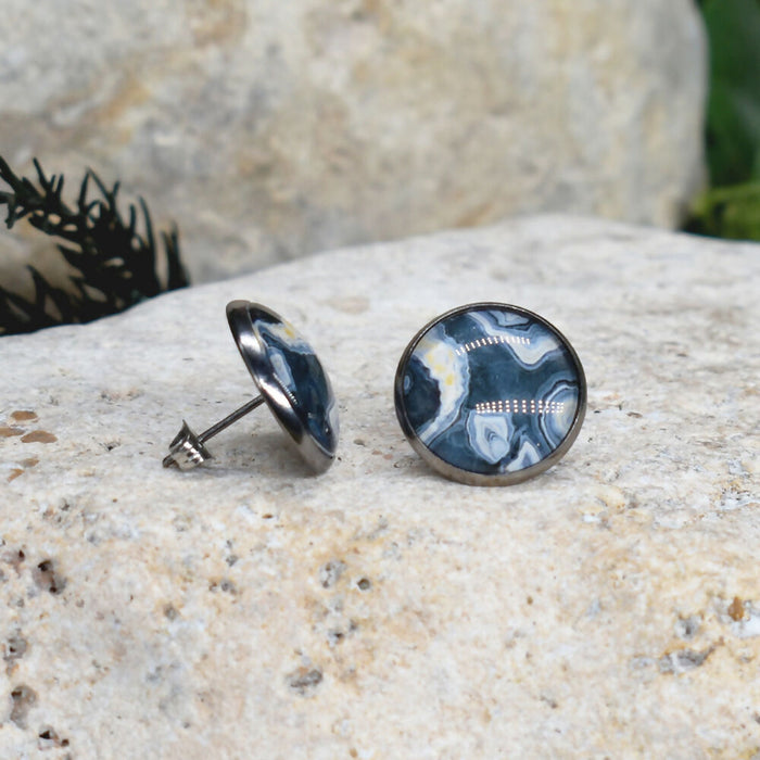 Stud Earrings With Resin Cabochon #386