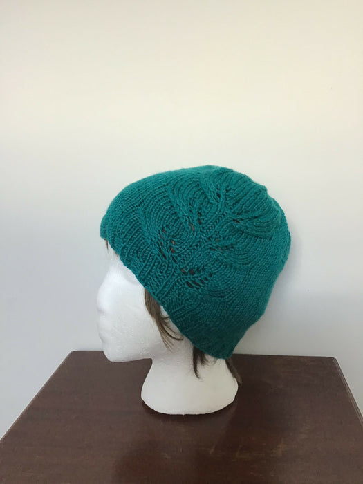 Hand knit wool or wool blend beanie hat
