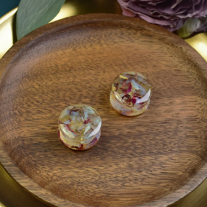 Ear Plugs 24mm Stone, Flowers | Pair | Ear Plugs | Gauge Earrings | Gauged Plugs | Resin #520