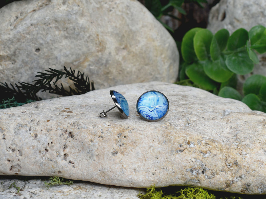 Stud Earrings With Resin Cabochon #410