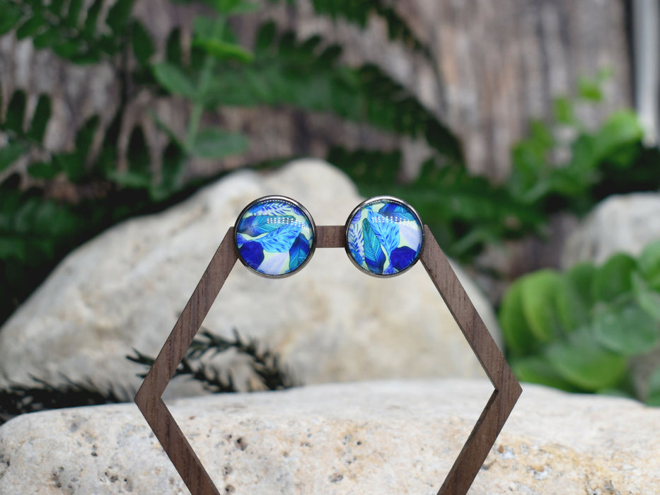 Stud Earrings With Resin Cabochon #434