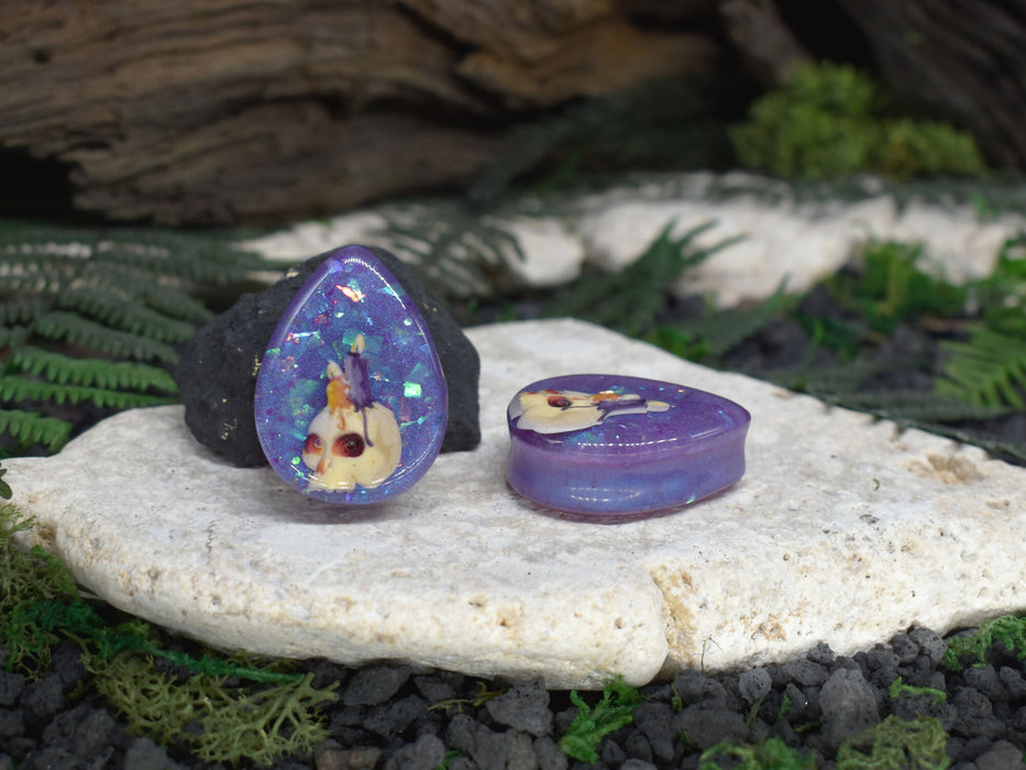 Teardrop Ear Tunnels 25-36mm Halloween | Pair | Ear Plugs | Gauge Earrings | Gauged Plugs | Resin #39