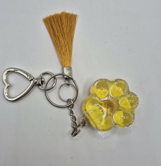 Yellow Floral Paw Keychain