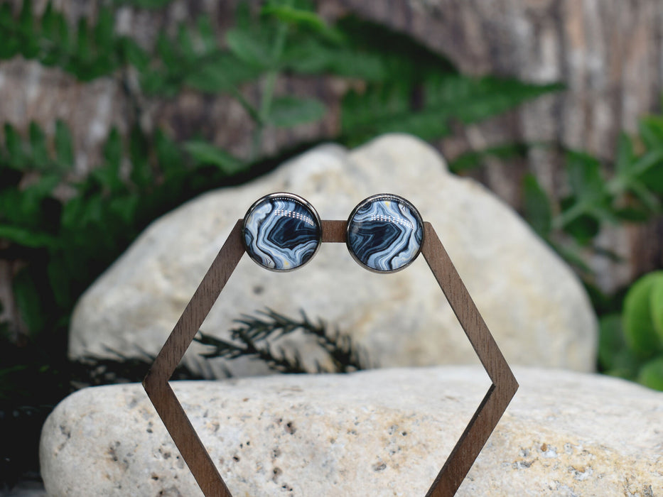 Stud Earrings With Resin Cabochon #390