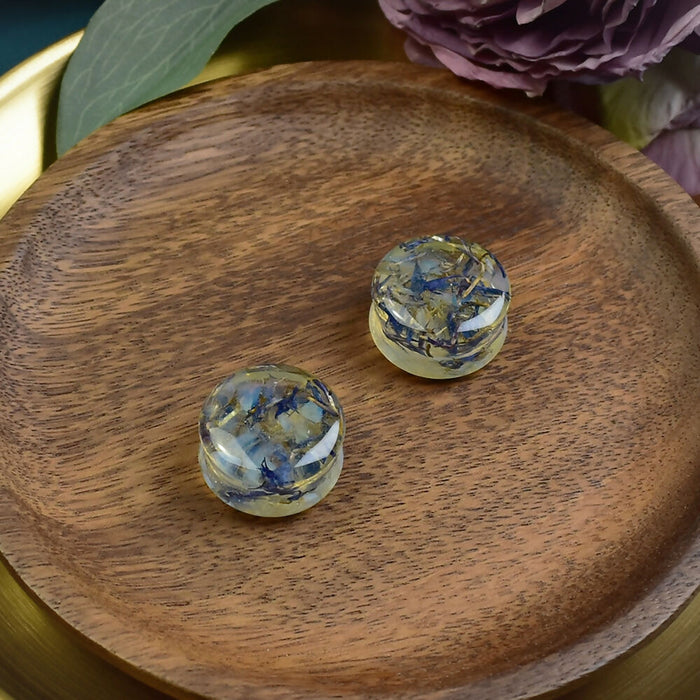 Ear Plugs 25mm Stone, Flowers | Pair | Ear Plugs | Gauge Earrings | Gauged Plugs | Resin #523
