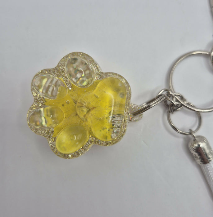 Yellow Floral Paw Keychain