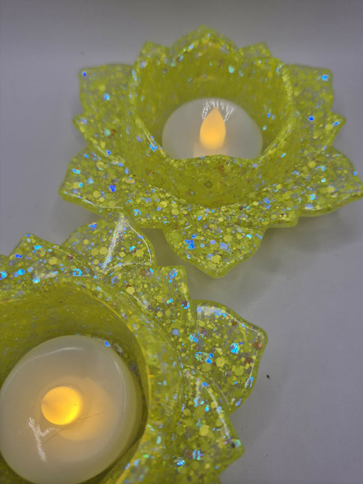 Yellow Lotus Tealight Candle Holder