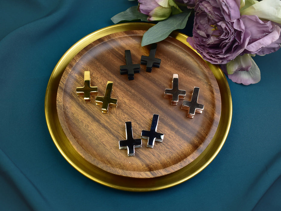 Stainless Steel Ear Weights in Shape of Inverted Cross