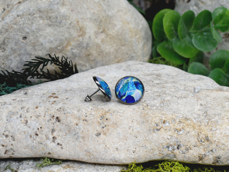 Stud Earrings With Resin Cabochon #434