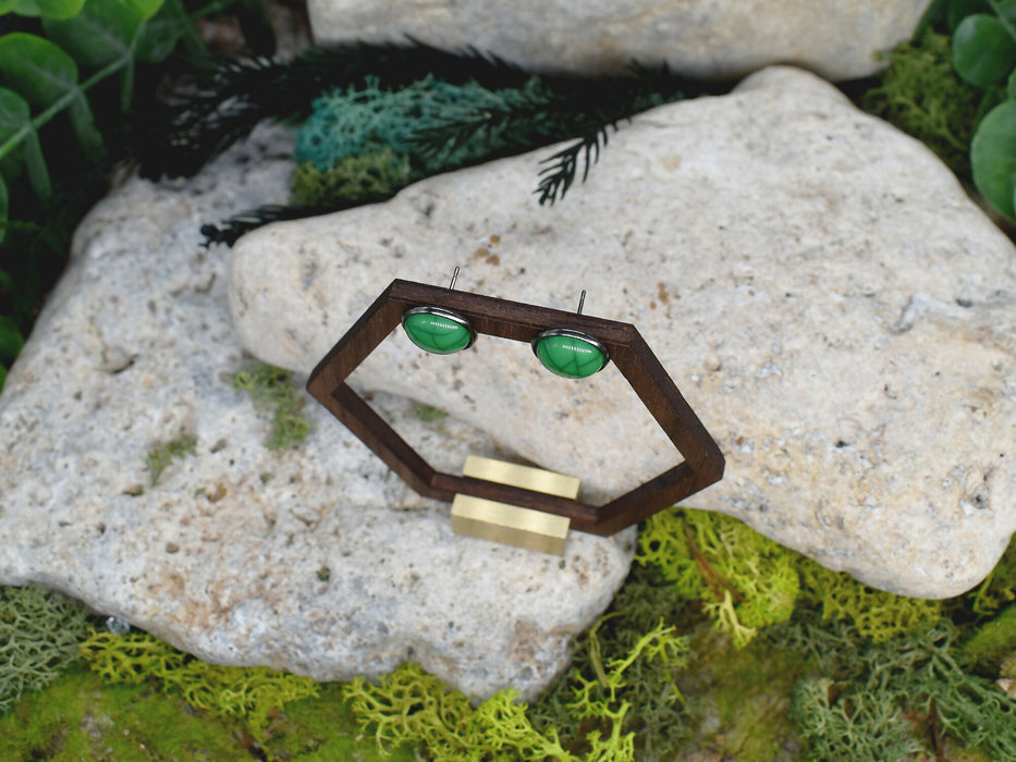 Elegant Stud Earrings With Resin Howlite Cabochon #151