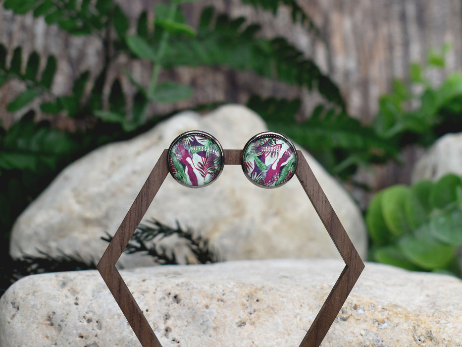 Stud Earrings With Resin Cabochon #428