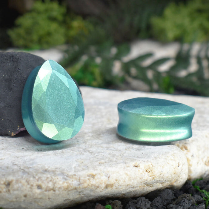 Faceted Teardrop Ear Tunnels 10-25mm | Pair | Ear Plugs | Gauge Earrings | Gauged Plugs | Resin #228