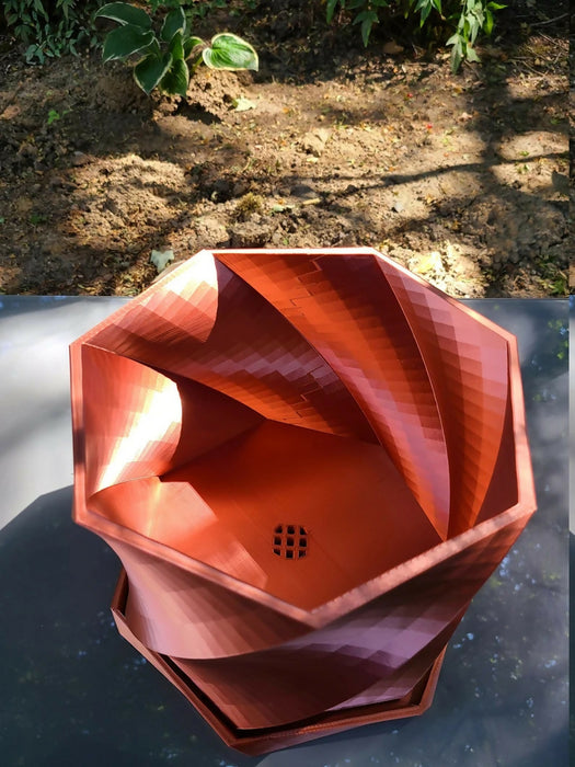 Twisted Planter and Drain Tray | Large | 10 inch | Solid Color